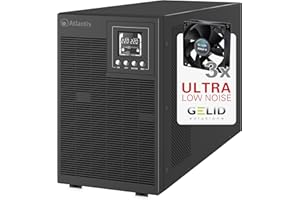 Atlantis A03-OP3002XLN UPS OnLine 75% leiser unterbrechungsfreier Server Doppelwandler Reine Sinuswelle 3000VA 2100W, Low Noise Gelid Lüfter 31,3 dbA, USB, 4 IEC, Steckplatz, 6x12V-9Ah
