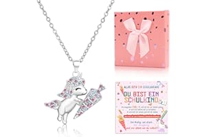 Bafiwu Einschulung Mädchen Geschenk, Kette Schultüte Füllung Schulanfang Geschenke, Einschulungsgeschenke für Endlich Schulkind 2025 Mädchen mit Grußkarten Geschenkbox