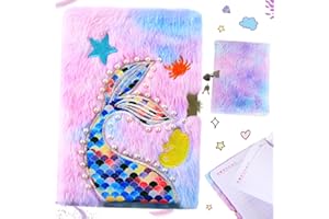 QWEPU Carnet de Sirène,Carnet en Peluche Journal Intime à Paillettes pour les de l'école Carnets de Voyage à Couverture Rigide Les écrivent et Dessinent Bloc-notes à Broderie