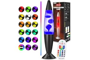 PHEJIE Lampe à Lave LED 17 Couleurs avec Télécommande, Lampe d'Ambiance Chromatique avec Mode Auto, Minuterie 8H, Portée 15m, Décoration Lumineuse pour Chambre, Bureau, Salon