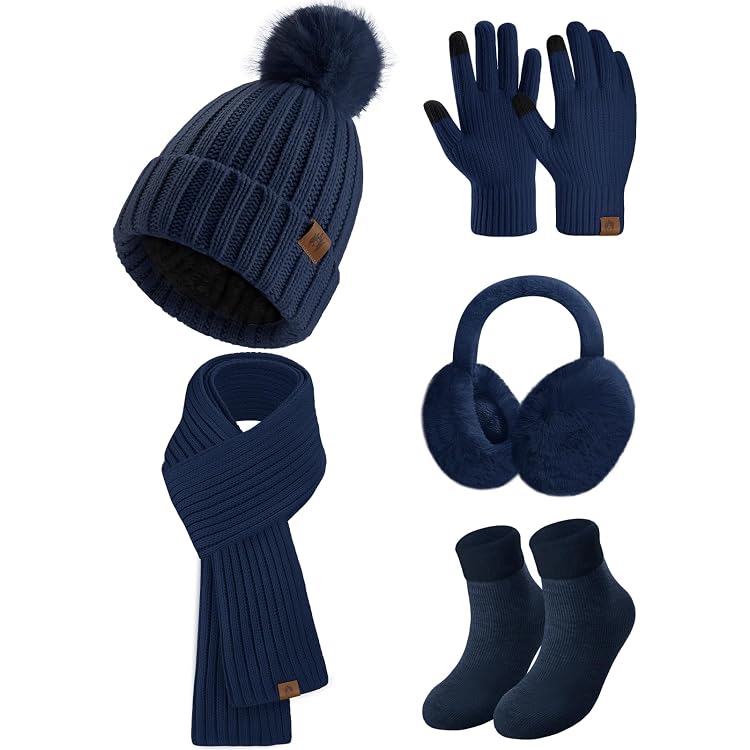 Qunkun Wintermütze Schal, Plüsch-Mütze Socken Oh Produktbild-Vorschau 13