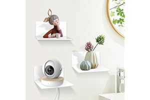 SHEPIN 3 Pezzi Mensole da Muro senza foratura, 15cm Bianche in Acrilico, per Bagno da Parete, Moderne Design Cubi, Adesiva per Cameretta,Cucina, Salotto