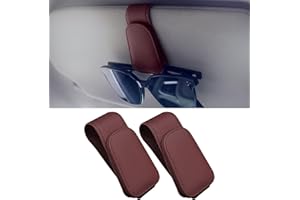 Anwlki Supporto per occhiali da sole per auto, 2 confezioni, magnetico, in pelle, per occhiali da sole, per auto (rosso vinaccia)