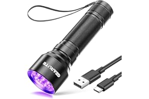 GEARLITE LED Schwarzlicht Taschenlampe mit 21 LEDs, Mini UV Lampe mit 395 nm, Ultraviolettes Licht für Geocaching, Heimtierurindetektor, Eingetrocknete Flecken von Hunde und Andere Haustiere