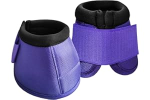 GALLOPOFF Overreach Horse Boots, 1680D No-Turn Bell Boots for Horses, Protective Gear Equine Neoprene Ballistic Over Reach Bell Boots (Sold in Pairs) Purple X-Large