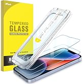 JETech Screen Protector for iPhone 14/17e, Pack of 2 | Easy Installation, Auto Alignment Frame, HD Clear, Tempered Glass, Bub