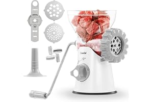 Geedel Tritacarne, Tritatutto Tritacarne Manuale Taglio Veloce, Insaccatrice per Salsiccia Lavabile in Lavastoviglie, Trita Macina Carne per Carne Macinata, Salsicce, Churros e Pasta Sfoglia, Grigio