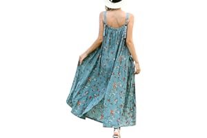 YESNO Women Dress Summer Casual Maxi Plus Size Dress Ladies Boho Floral Square Neck Long Dresses Wide Pockets S-3XL E96 UK
