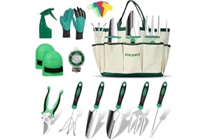 DEWINNER - Set di attrezzi da giardino, kit regalo per giardinaggio, trapianto per giardinaggio, con borsa resistente per riporre oggetti