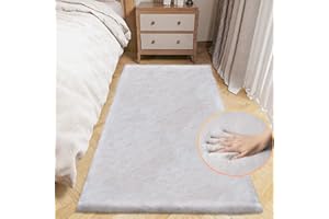 ORINOVA Teppich Läufer Grau Flauschig 60x180 cm Kunstfell Teppich Schlafzimmer Fellteppich Wohnzimmer Kinderzimmer Weich Waschbar Rechteckig