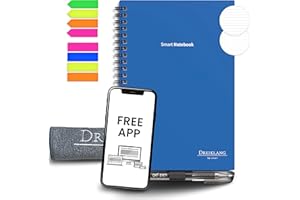 Dreiklang - be smart Cuaderno electrónico digital reutilizable A5 como cuaderno con planificador, aplicación iOS/Android Cloud – Regrabable con bolígrafo, paño de microfibra y notas adhesivas
