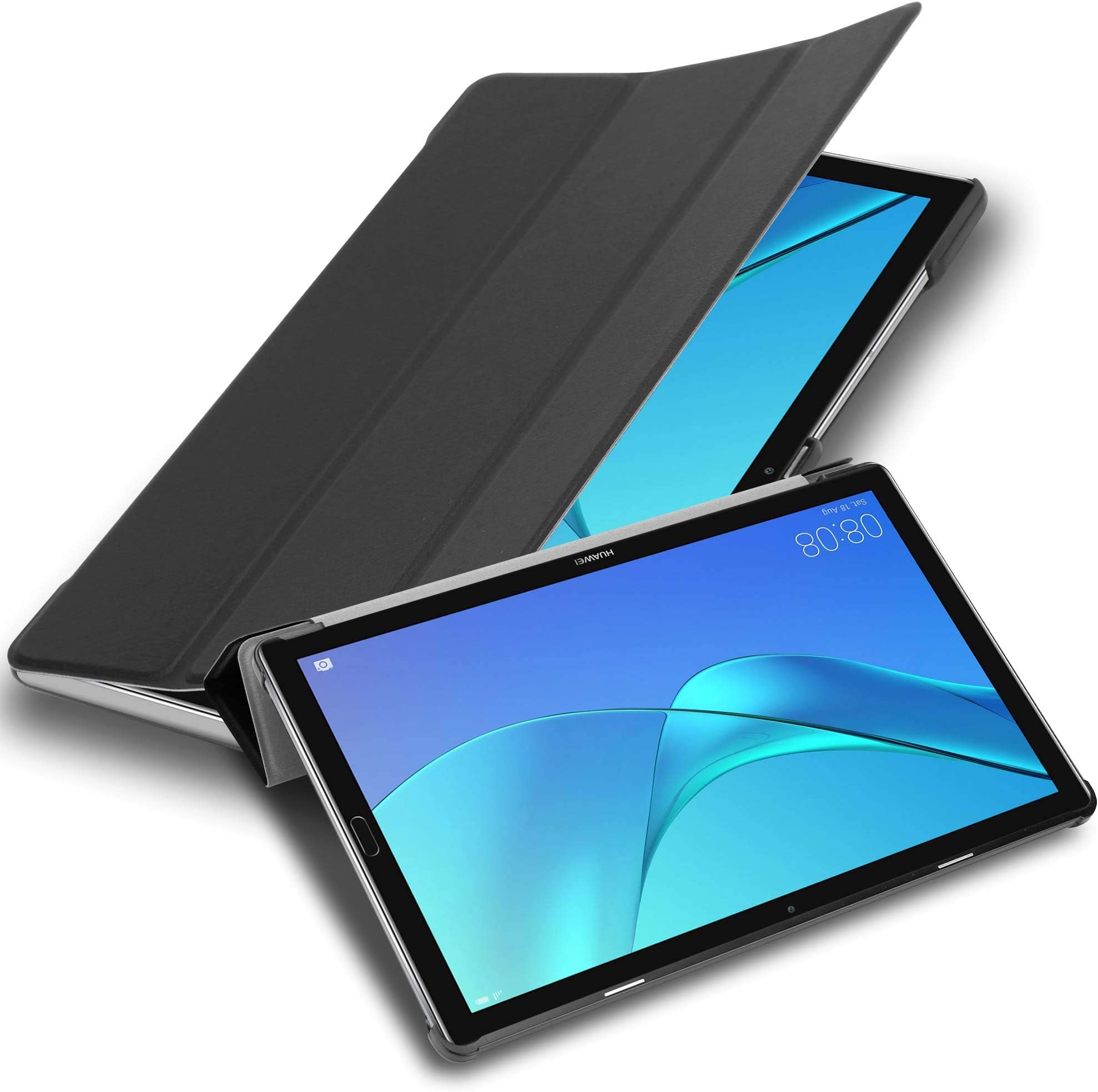 Cadorabo Tablet Case works with Huawei MediaPad M5 / M5 PRO (10.8" Zoll) in SATIN BLACK โ Ultra Thin Book Style Protection Cover made of Faux Leather WITH Auto Wake Up with Stand Function