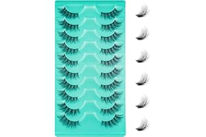 Leipple Halbe Falsche Wimpern 10 Paare - 3D Künstliche Wimpern Set Wiederverwendbare natürliche Wimpern (Grün-1002)