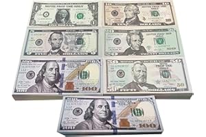 LEEELYAN 120 Blätter Prop Money,Spielgeld Dollar Scheine Originalgröße,Copy Money,Spielgeld für Kinder Kaufladen,Cash Film Play Toy Set (20 x 1$,10$,20$,50$,100$)