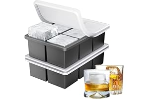Ankway Silikonowa foremka do lodu Duża 2 sztuki, XXL Foremka do lodu z pokrywką na 5 cm 12 kostek lodu, bez BPA Premium Silikonowa foremka do lodu do schłodzonych napojów, whisky, koktajli