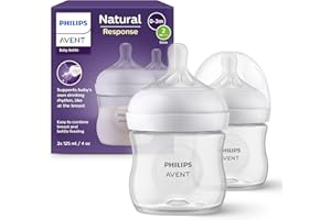 Philips Avent Natural Response Baby Bottle - 2 x 125ml Baby Milk Bottle for Newborns and Up, BPA Free, 0+ Months (Model SCY900/02)