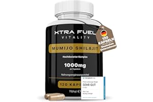 ‎XTRA FUEL Shilajit Original Kapseln - 1000mg Tagesdosis - 120 Kapseln (hochdosiert) - Mumijo Shilajit Extrakt (10:1 Formel) - 80% Fulvinsäure, natürliche Quelle von Mineralien & Huminsäure - Vegan + Geprüft