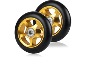 DBREAKS Stunt Scooter Rollen, 2 ruote di ricambio per scooter, 100 mm, ruote con ABEC, 9 cuscinetti a sfera, durezza 88A, adatte per tutti i tipi di scooter (oro)