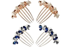 Briskyto 4Pack Hair Comb Vintage Crystal Hairpins Hair Clips Hair Side Head Pieces for Women, 4 Count (Pack of 1)