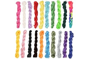 Corsehild 20 PCS Premium Silk Nylon Cord 1mm Chinese Knotting Cord Polyester Cord Rope Kumihimo Macrame Thread Cord Beading String for DIY Necklace Bracelet Craft Making (20 Colors, 27m Each Color)