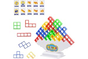 MEZERE Tetra Tower Spiel Erwachsene 48 Pieces Tetris Balance Spielzeug Tower Game,Stapelspiel Stapeln Spielzeug für Kinder Stapelblöcke Balancing Spiel für Jungen Mädchen ab Jahre