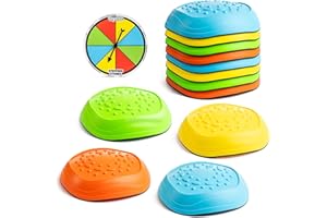 Toyrific Stepping Stones Balance Game - 8 Stackable Pieces, Sensory Stones, Non-Slip with Spinner and Games, Indoor and Outdoor Play Toy for Kids, Holds up to 100kg