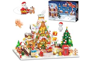INSOON Advent Calendar 2025 Gingerbread House Mini Building Set with Lights, 24 Days Christmas Countdown Building Block with Xmas Tree Train, Gift Toy for Adults Teens Boys Girls Ages 10+