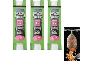 Roundsky Recarga de PVA de 3 x 5 m de PVA de 37 mm soluble en agua, recarga de red para equipos de anidación, red de cebo especial para pesca