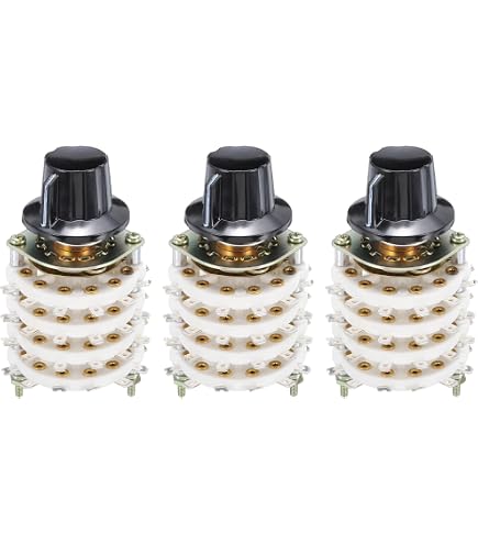 Uxcell Selettore Rotante 4P5T 4 Poli 5 Posizioni | Manopola In Plastica Per Canali Switch