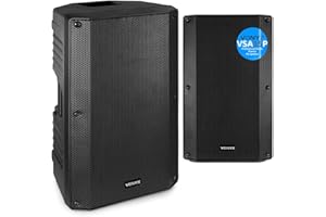 VONYX VSA15P Pair of 15-Inch 2000W Passive PA Speakers with Integrated Crossover, Angled Monitor Design, ABS Enclosure & NL-4 Connectivity for DJs, Live Events & Stage Use
