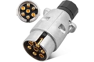 ‎RED WOLF RED WOLF 7 Polig Metall Anhänger Stecker, 7 Poliger Anhängerstecker 12V Wasserdicht mit Aluminium-Guss Gehäuse, für PKW LKW Wohnwagen Anhänger 7-Pol Pin Anhängerkupplung Nach ISO 1724