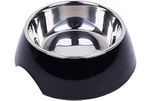 DDOXX Miska na Karmę, Antypoślizgowa | Wiele Kolorów i Rozmiarów | dla Małych i Dużych Psów | Miska dla Kota | Miska dla Psa | Miska ze stali Nierdzewnej | Miska z Melaminy | Czarny, 160 ml