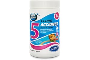 Tamar Cloro 5 Acciones, Tabletas Multifuncion de 20 grs, Especial para Mini Piscinas, 1 Kilo
