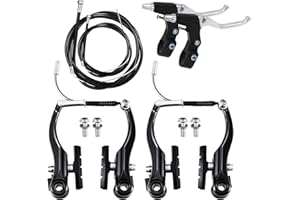 Anhoer Bike Brake Set Complete Front and Rear Bike MTB Hybrid Brake Inner and Outer Cables and Lever Kit with Alloy Levers V-Brakes Black/Silver For BMX Mountain Bike