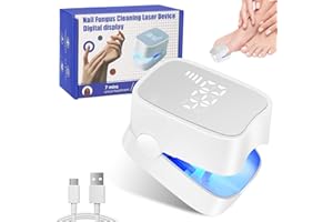 GLAUSTALOS Dispositivo Trattamento Laser Micosi Unghie, Dispositivo Laser dei Funghi Unghie Indolore per Mani e Punta Migliorare Unghie Danneggiate 7 Minuti al Giorno, Luce Infrarossa 910nm e Blu 460nm