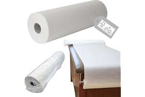 TIGA-MED Rollo médico de 50 metros, 1 unidad, ancho: 50 cm, 2 capas, perforado cada 38 cm, muy absorbente, color blanco brillante, certificado FSC, cubierta para tumbonas, rollos médicos