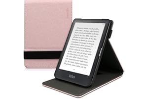 kwmobile Étui pour liseuse électronique Compatible avec Kobo Clara HD - Étui Housse Rabat liseuse Simili Cuir Or Rose