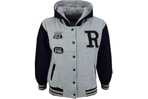 A2Z 4 Kids Unisexe B.B Encapuchonné R Mode FOX Varsity Veste Baseball Style Manteau Longue Manches Nouveau Décontractée Mode Filles Garçons Nouveau Âge 2-13 Ans