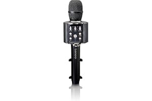 Lenco BMC-090 – karaokemikrofon – Bluetooth V4.2 – med -hållare – 5 watt RMS – LED-ljuseffekter – integrerat batteri med 1 200 mAh – Android och iOS –