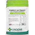 Lindens - Family A-Z Daily Multivitamins and Minerals - 90 Chewables for Adults and Children - UK Made - Tropical Flavour - Healthy Growth, Development & Immune System - Letterbox Friendly, Vegan