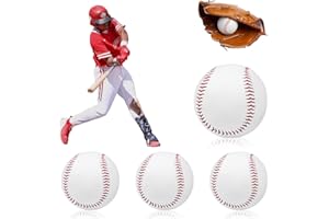 HOMURY Béisbol profesional de 9 pulgadas: 4 pelotas de béisbol, cosidas a mano, pelotas de béisbol blandas, pelotas de béisbol suaves de poliuretano para adultos, entrenamiento juvenil, juegos de