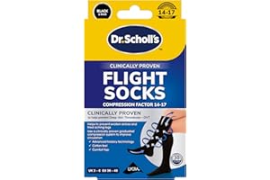 Dr. Scholl's Comfortable Flight Socks - Compression Stocking for Travel - Enhances Blood Circulation - Reduces Swelling on Long Flights - Cotton Feel - Black - Size 3-6, 1 Pair