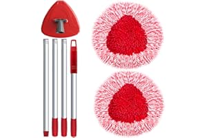 SUPERABOUND 2 Têtes de Serpillière de Rechange Compatible avec Serpillere Vileda Turbo, 3 en 1 Serpillère Kit avec Manche 76-148 cm et 1 Base – Nettoyage Multi-Surfaces pour Sols, Voitures, Camping-Cars