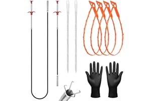 BELICOO Drain Snake Hair Clog Remover 63inch /23.6inch, 9 Pack Drain Unblocker Tool Set, Flexible Claw Grabber, Sink Unblocker Tool for Toilet, Kitchen Sink, Bathroom Tub, Sewer