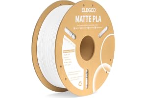 ELEGOO Matta PLA filamentmatta, vit, 1 kg, 1,75 mm 3D-skrivare, filament, mått +/- 0,02 mm, 1 kg kartongspole (2,2 pund) för