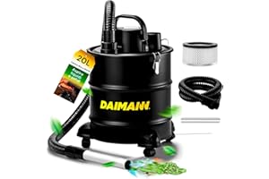 Avilia Bidone Aspiratutto 800W 20L Senza Sacco in Metallo con Filtro HEPA Lavabile e con Ruote – Aspiracenere Stufa Pellet, Aspira Foglie, Aspiracenere Barbecue, 39,5x30,5x30,5cm