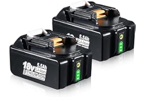 PDSTATION 2x 5.5Ah BL1850B Li-ion Battery Replacement for Makita 18V Battery Compatible with Makita Battery 18V BL1850B BL1860B BL1840 BL1845 BL1840B BL1830 BL1835 BL1820 BL1815 LXT-400