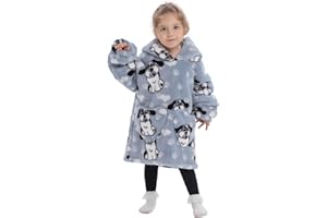 Alsehser Pull Plaid Adultes Enfants, Sweat à Capuche Chaude, Poncho Polaire Oversize Pilou Pilou, Capuchon Sherpa Peluche à Manches TV