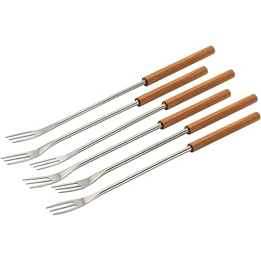 Set Of 12 Stainless Steel Fondue Forks 9.5", Color Coded Cheese Fondue Forks Smo