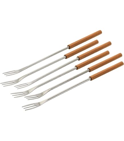 Brochettes Fondue Lot 6 Lot De 6 Fourchettes à Fondue En Acier Inoxydable - 18cm - Pour Fromage, Chocolat, Guimauves Et Viande Set Cuisine Collective